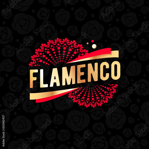 Square flamenco template with dark background, graphic elements and text.  photo