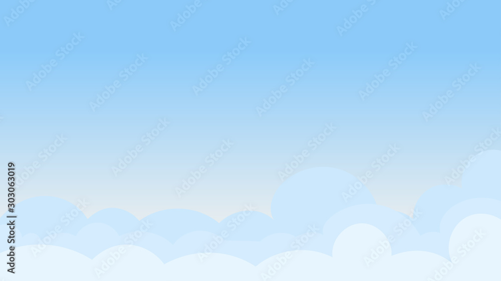 Landscape blue sky and white clouds on sunny day.Cartoon concetp.Vector illustration Landscape blue sky and white clouds on sunny day.Cartoon concetp.Vector illustration