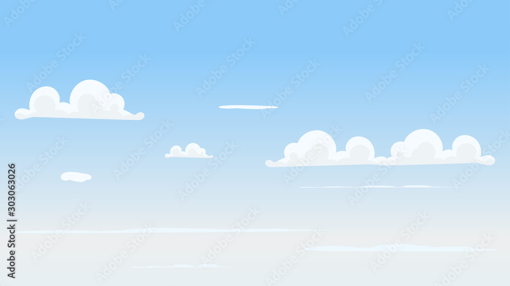 Landscape blue sky and white clouds on sunny day.Cartoon concetp.Vector illustration Landscape blue sky and white clouds on sunny day.Cartoon concetp.Vector illustration