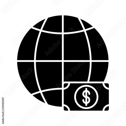 bill money dollar with sphere planet
