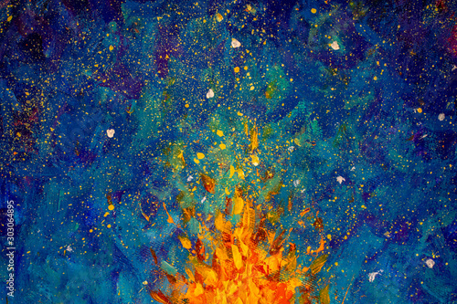 Leinwand Poster Abstract fire oil painting illustration