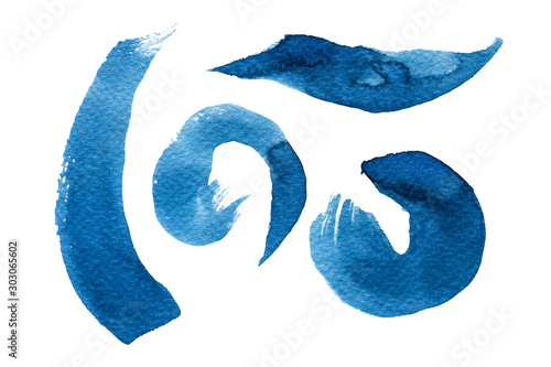 blue water color brush stroke, set of brush	