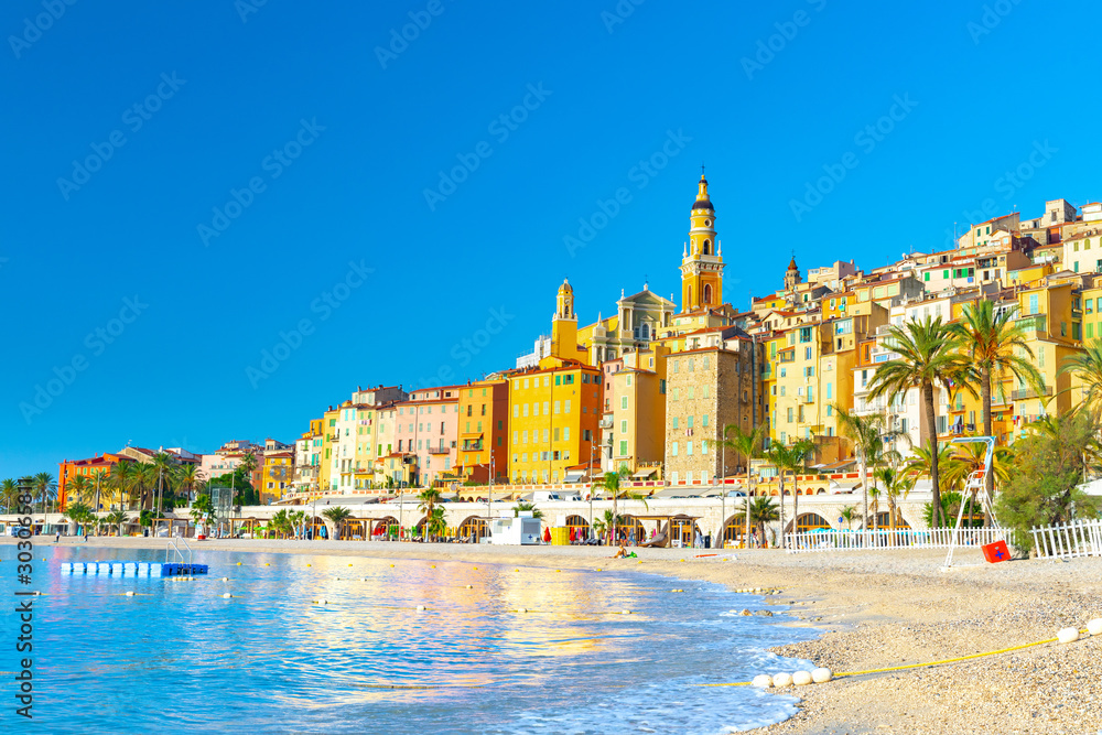 View on old part of Menton, Provence-Alpes-Cote d'Azur, France