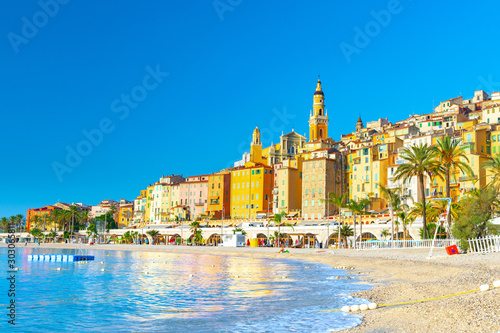 Obraz na płótnie View on old part of Menton, Provence-Alpes-Cote d'Azur, France w salonie