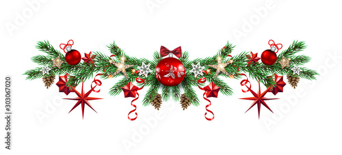 Decorative borders with pine branches