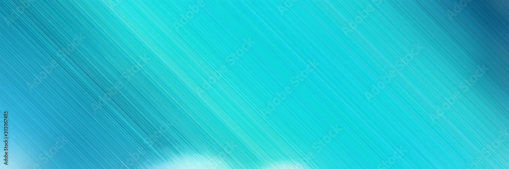 diagonal lines banner background with dark turquoise, light sea green and baby blue colors and space for text and image