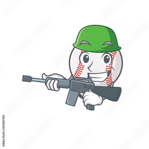 Cartoon baseball with in a character army