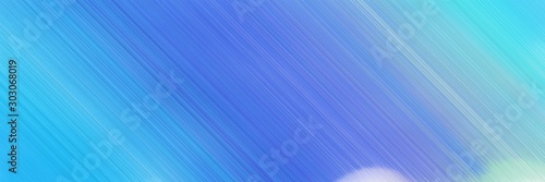 abstract colorful horizontal business banner background texture with diagonal lines and corn flower blue, sky blue and medium turquoise colors and space for text and image