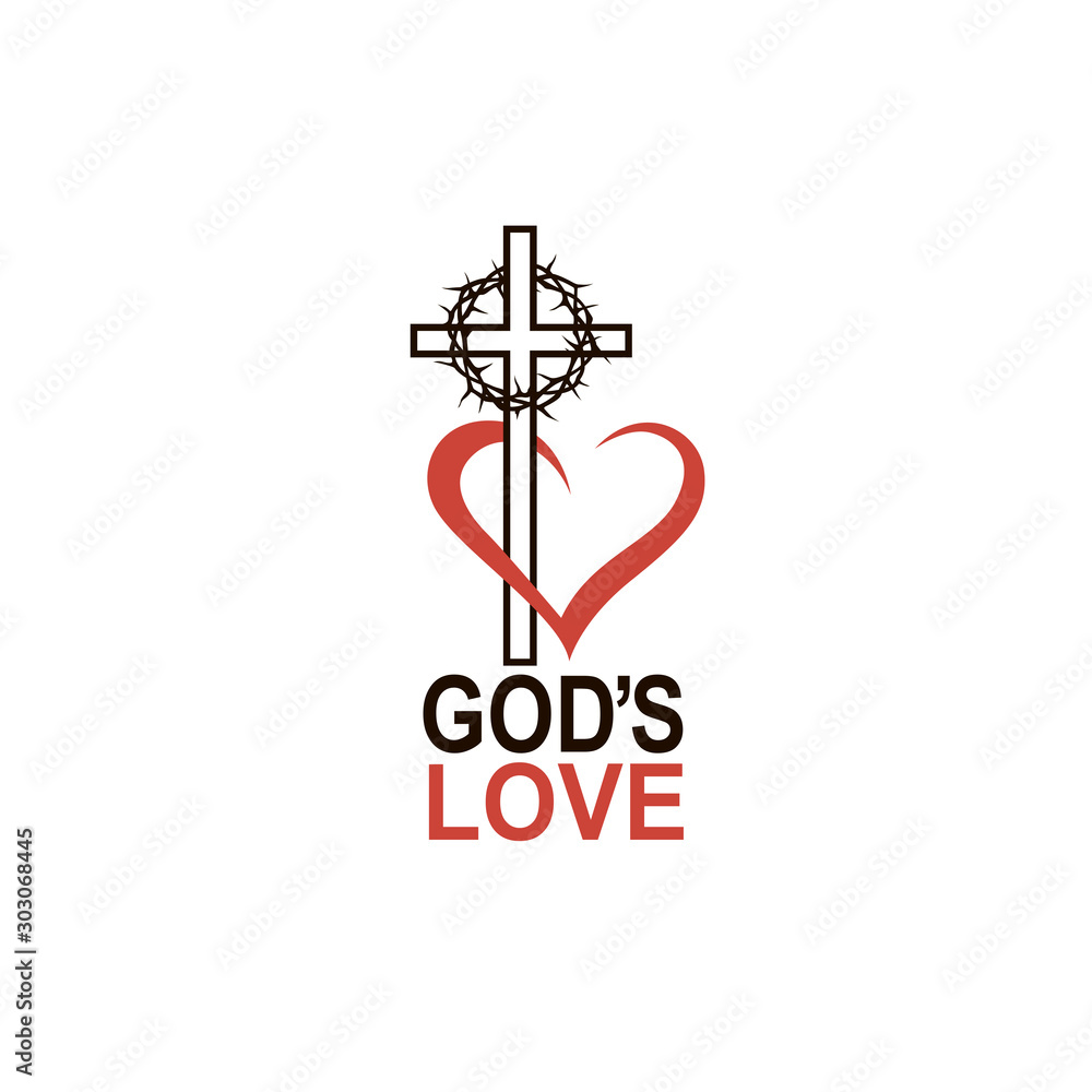 heart, crown of thorns and cross icon isolated on white background heart, crown of thorns and cross icon isolated on white background
