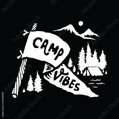 Camping Hiking Adventure Nature Graphic Illustration Vector Art T-shirt Design