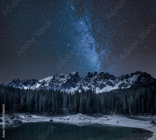Milky way over Carezza lake...