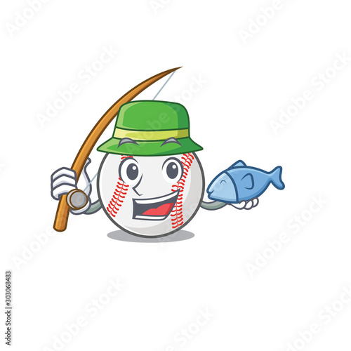 Character isolated baseball with a fishing cute