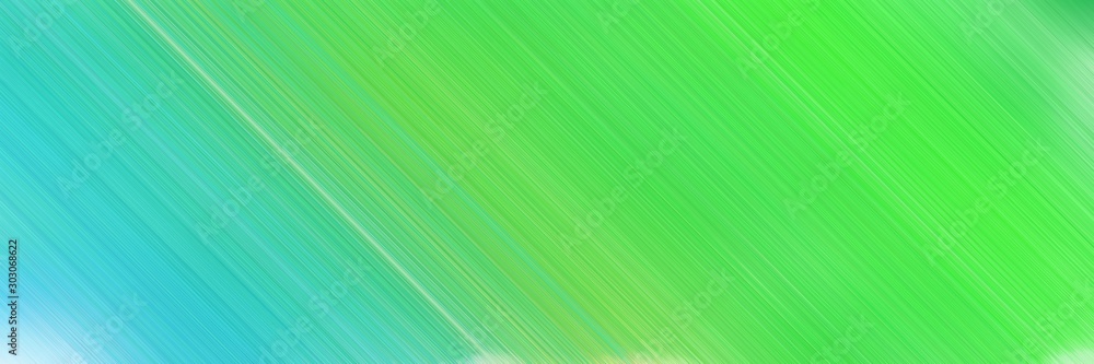Fototapeta premium abstract colorful horizontal advertising banner design with diagonal lines and pastel green, medium turquoise and moderate green colors and space for text and image