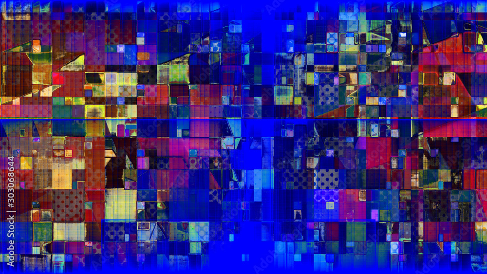 Rendu numérique d'une compostion géométrique abstraite, par les couleurs rythmé. Rendu numérique d'une compostion géométrique abstraite, par les couleurs rythmé.