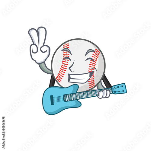 Character isolated baseball with a with guitar cute