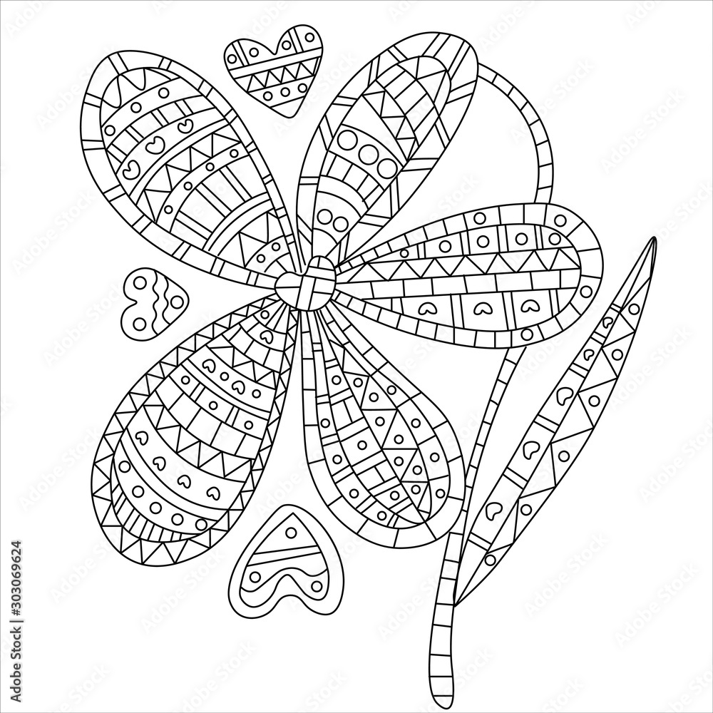 Hand drawing coloring book for children and adults. Beautiful drawings with patterns and small details