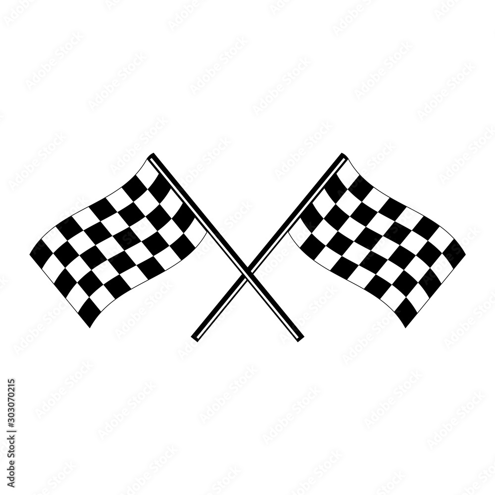 Fototapeta premium Racing flags with chess pattern. Design element for poster, emblem, sign, logo, label. Vector illustration