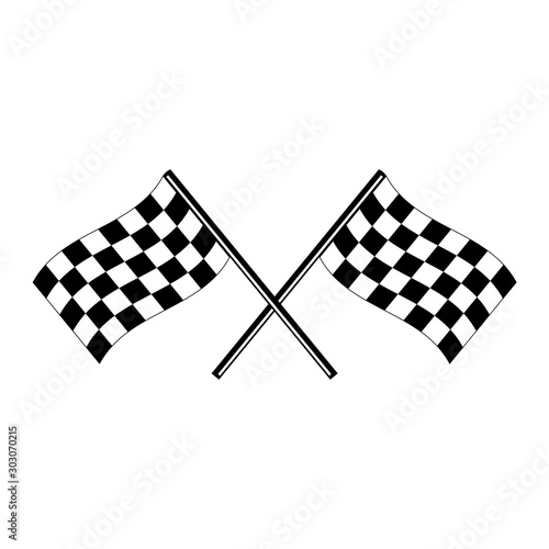 Racing flags with chess pattern. Design element for poster, emblem, sign, logo, label. Vector illustration