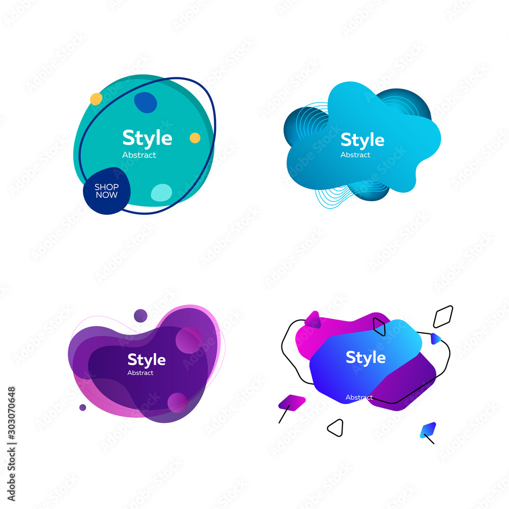 Set of multi-colored abstract design shapes Set of multi-colored abstract design shapes
