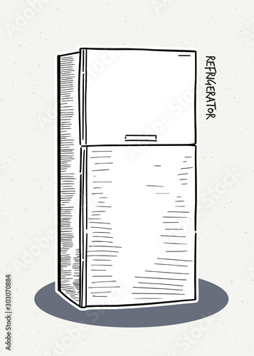 Refrigerator. Vector illustration of a sketch style.