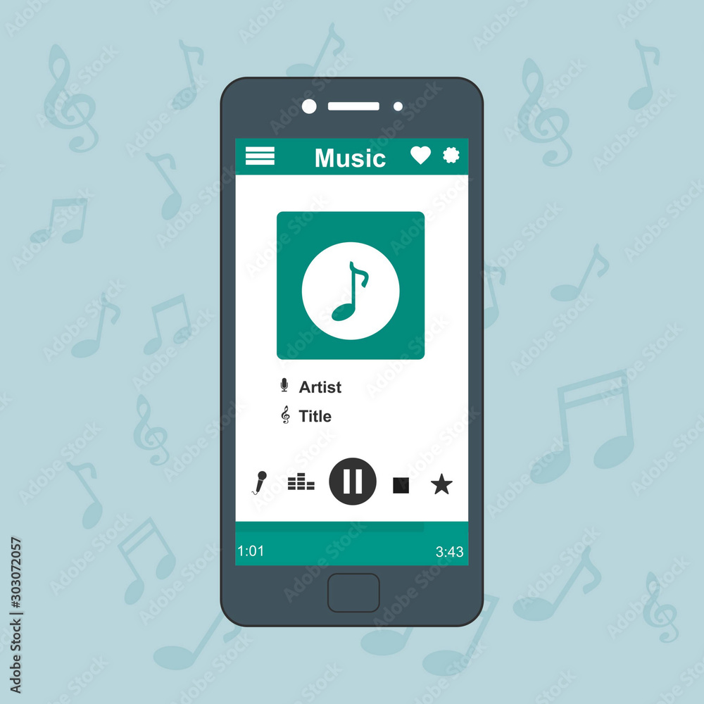 Online music player mobile application design template. Can be used for workflow layout template, banner, marketing, infographics. Online music player mobile application design template. Can be used for workflow layout template, banner, marketing, infographics.