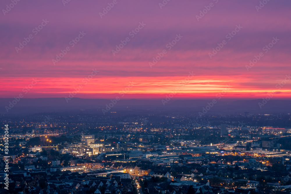 Sonnenuntergang über Heilbronn, Baden-Württemberg