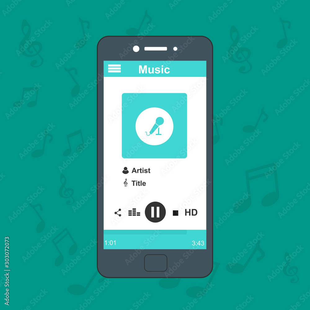 Online music player mobile application design template. Can be used for workflow layout template, banner, marketing, infographics. Online music player mobile application design template. Can be used for workflow layout template, banner, marketing, infographics.