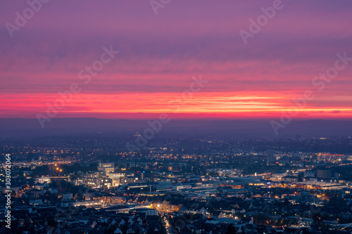 Sonnenuntergang über Heilbronn, Baden-Württemberg