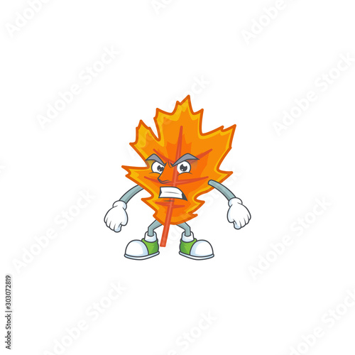 Orange autumn leaves with cartoon character annoyed