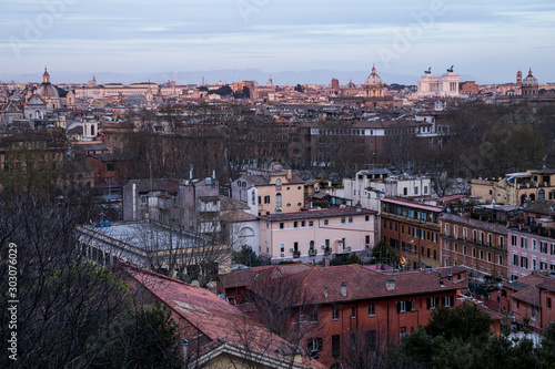 Skyline details in Rome at blue hour few minutes afetr sunset photo