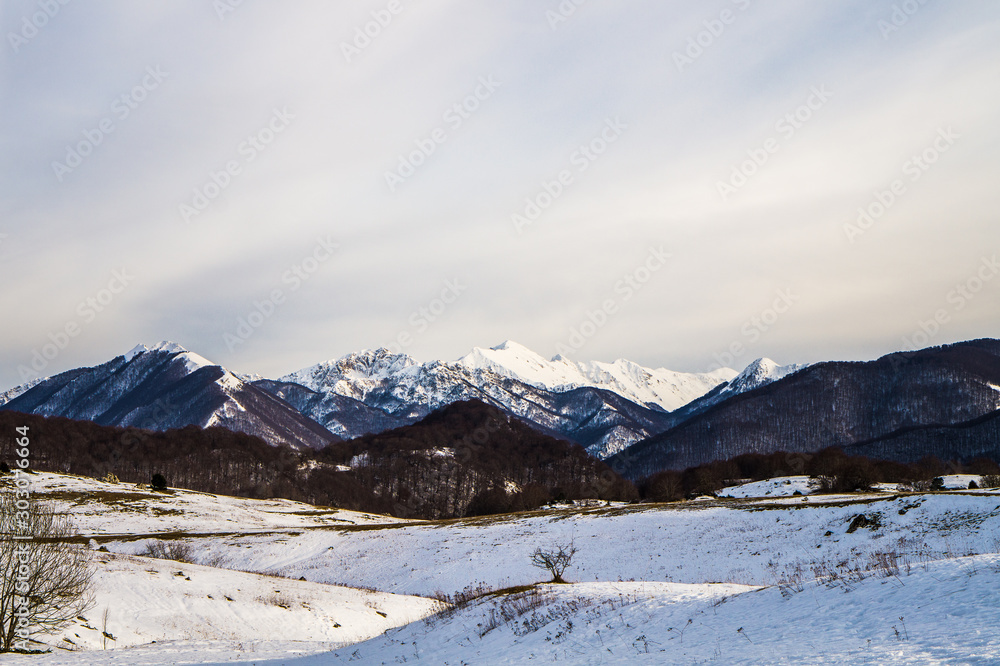 beautiful snowy landscapes of the city of abruzzo