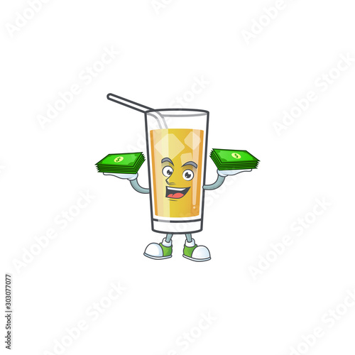 Character holding money in the apple cider cartoon