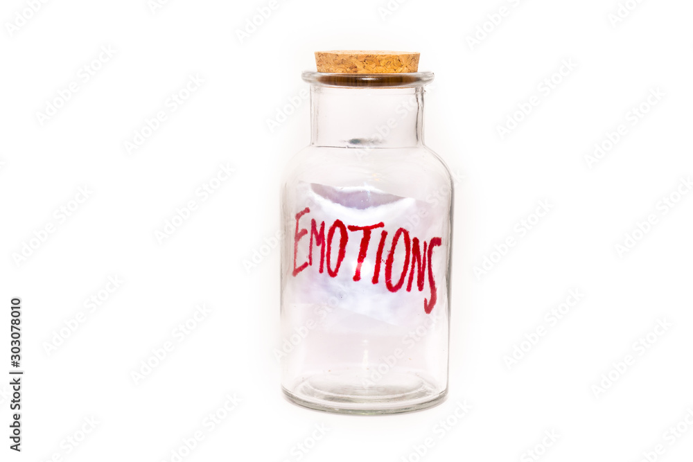 Emotions bottled up, abstract mental health message, supressed feelings