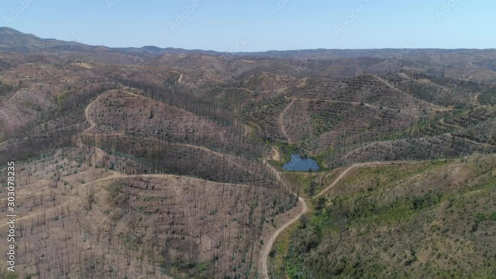 Aerial view of the burned Serra of Monchique in Portugal. Aerial view of the burned Serra of Monchique in Portugal.
