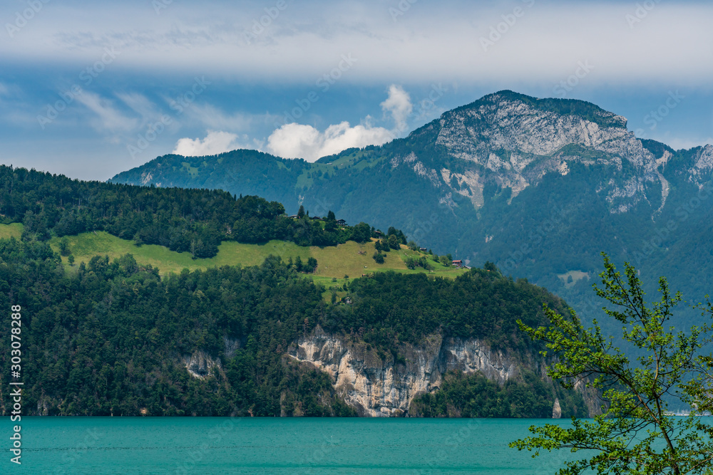 Switzerland, Panoramic view on green Swiss Alps near Seelisberg Switzerland, Panoramic view on green Swiss Alps near Seelisberg