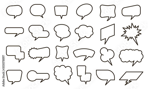 Bubble speech sticker. Empty thought balloons and text bubble stickers, sketch conversation elements vector isolated set. Collection of comic book clouds. Talk and think icons with text space