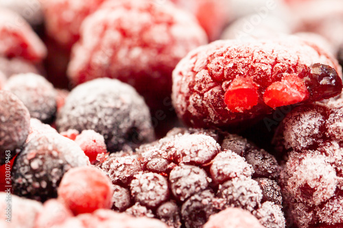 Close up of frozen fresh organic mix berries
