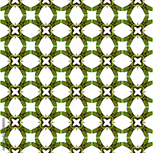 Orange green geometric seamless pattern. Hand draw