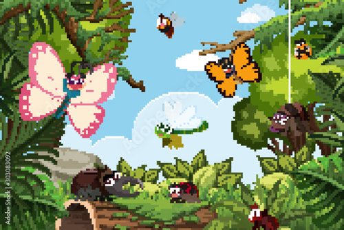 Fototapeta Insects in jungle scene