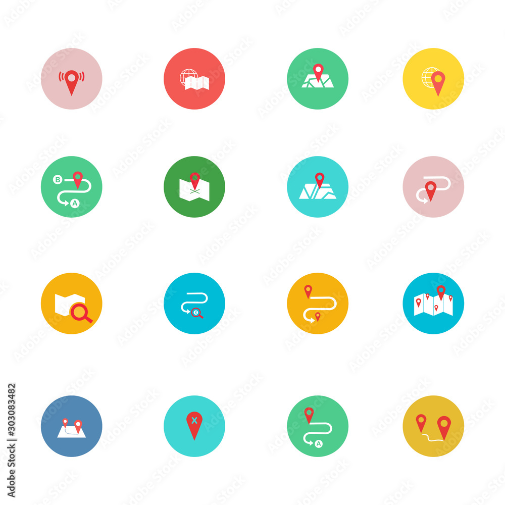 Universal Navigation icon set. Flat design modern vector illustration Universal Navigation icon set. Flat design modern vector illustration