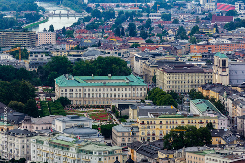 Mirabell palace and Salzburg from above