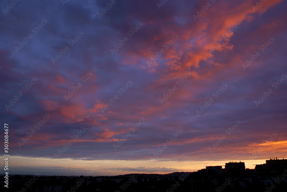 colorful sky with clouds during sunset 