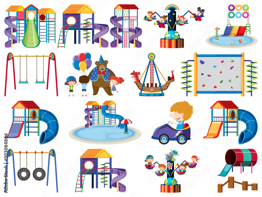 Large set of isolated objects of kids and circus Large set of isolated objects of kids and circus