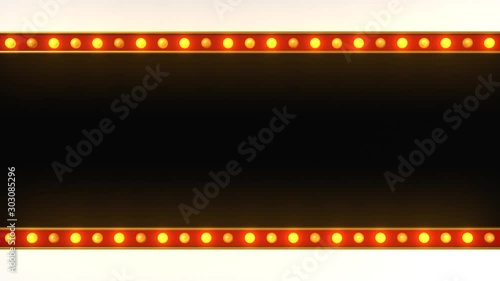 marquee light board sign retro on white background. 3d rendering