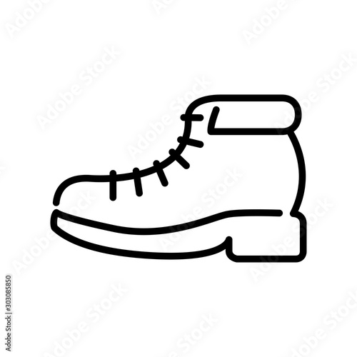 Icono plano lineal bota de invierno en color negro