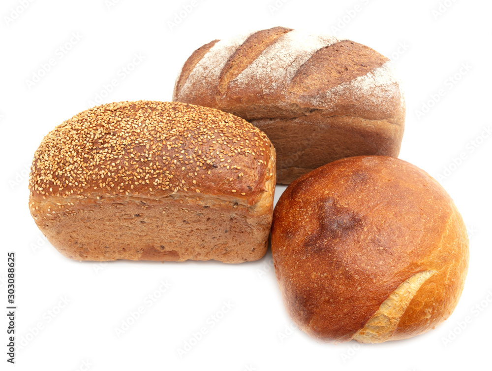 Fresh rosy bread isolated on a white background