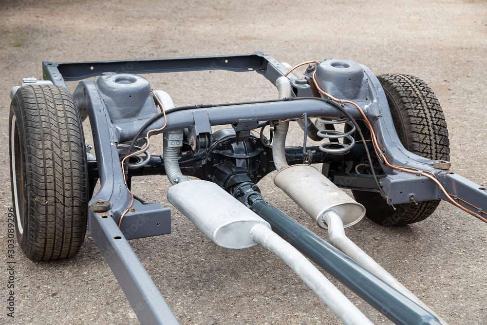 Restored rear axle of a frame car. Restored rear axle of a frame car.