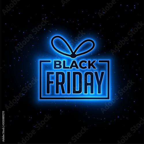 black friday blue neon gift background design