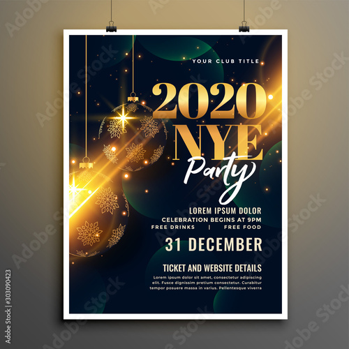 happy new year golden and black flyer template design