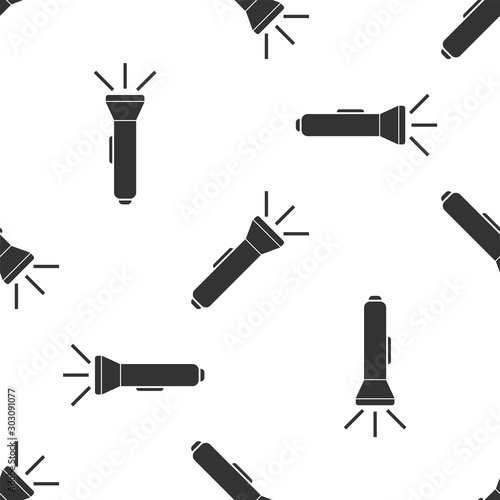 Grey Flashlight icon isolated seamless pattern on white background. Vector Illustration